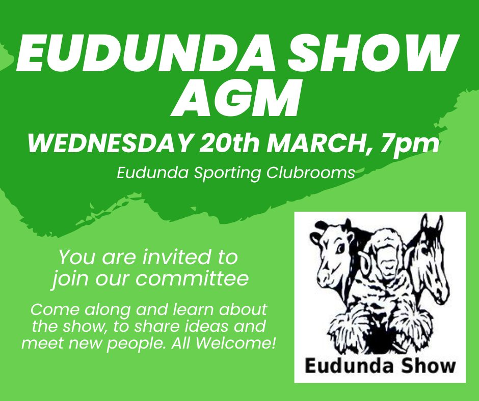 Eudunda Show AGM 2024 Notice Wed 20th March