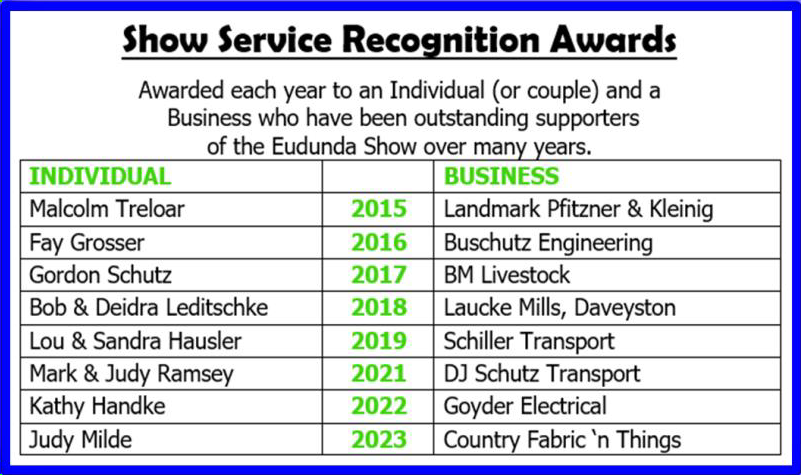 Eudunda Show Service Recognition Awards 2023