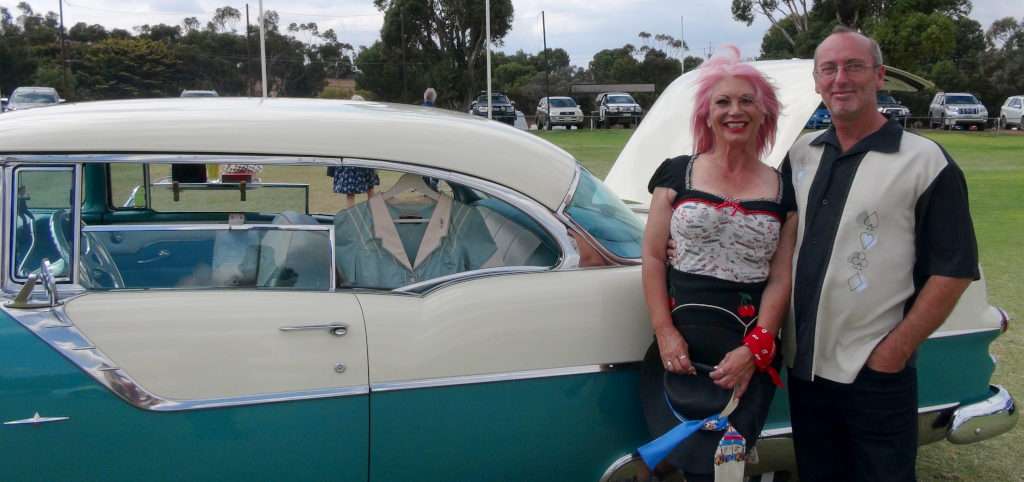 Grant & Kat Koidos with their 1955 Pontiac at the Drive In