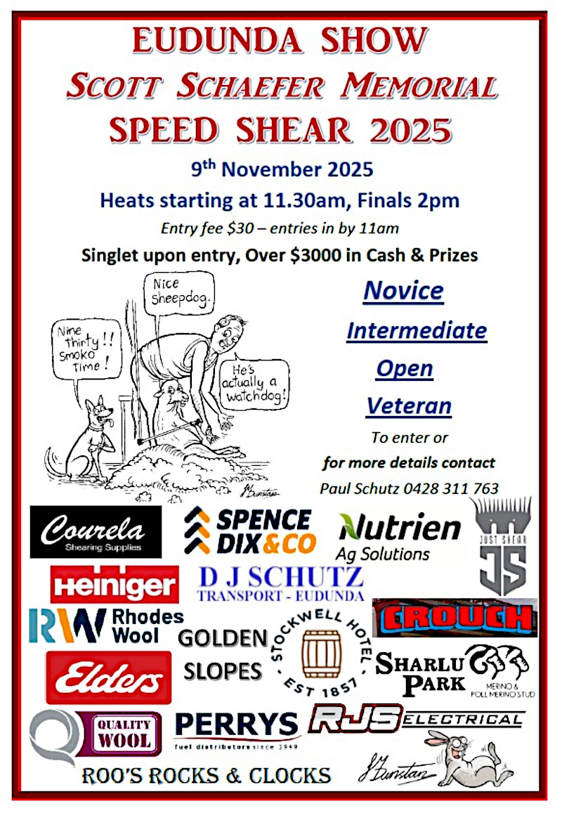 Eudunda Show 2025 - Scott Schaefer Memorial Speed Shear 2025