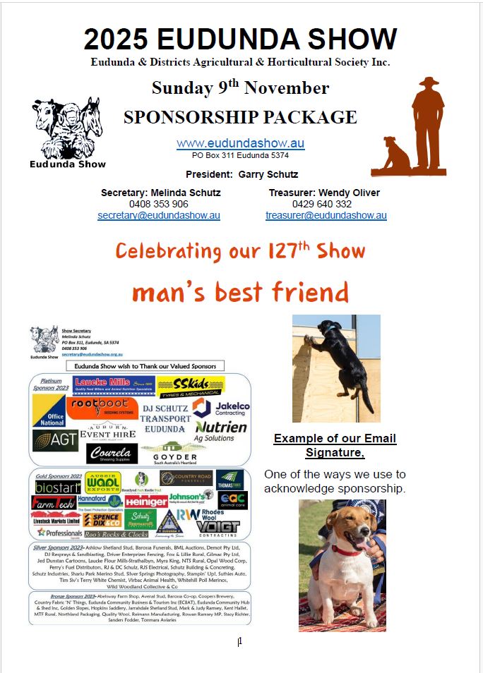 Eudunda Show 2025 Sponsorship Package - cover