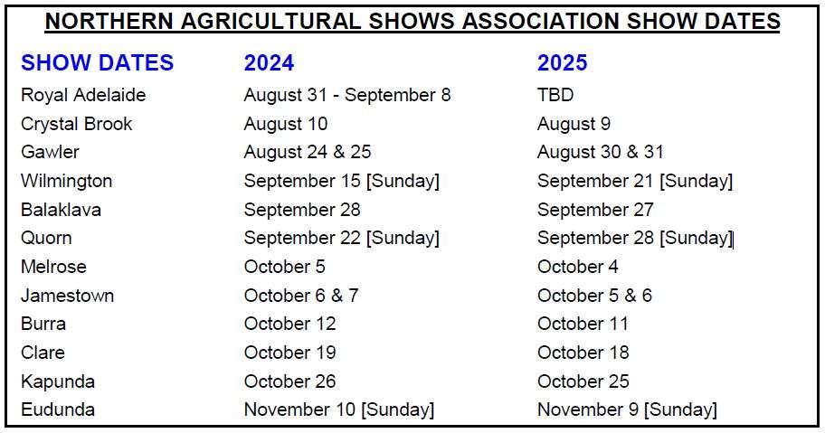 NASA Show Dates 2024 - 2025