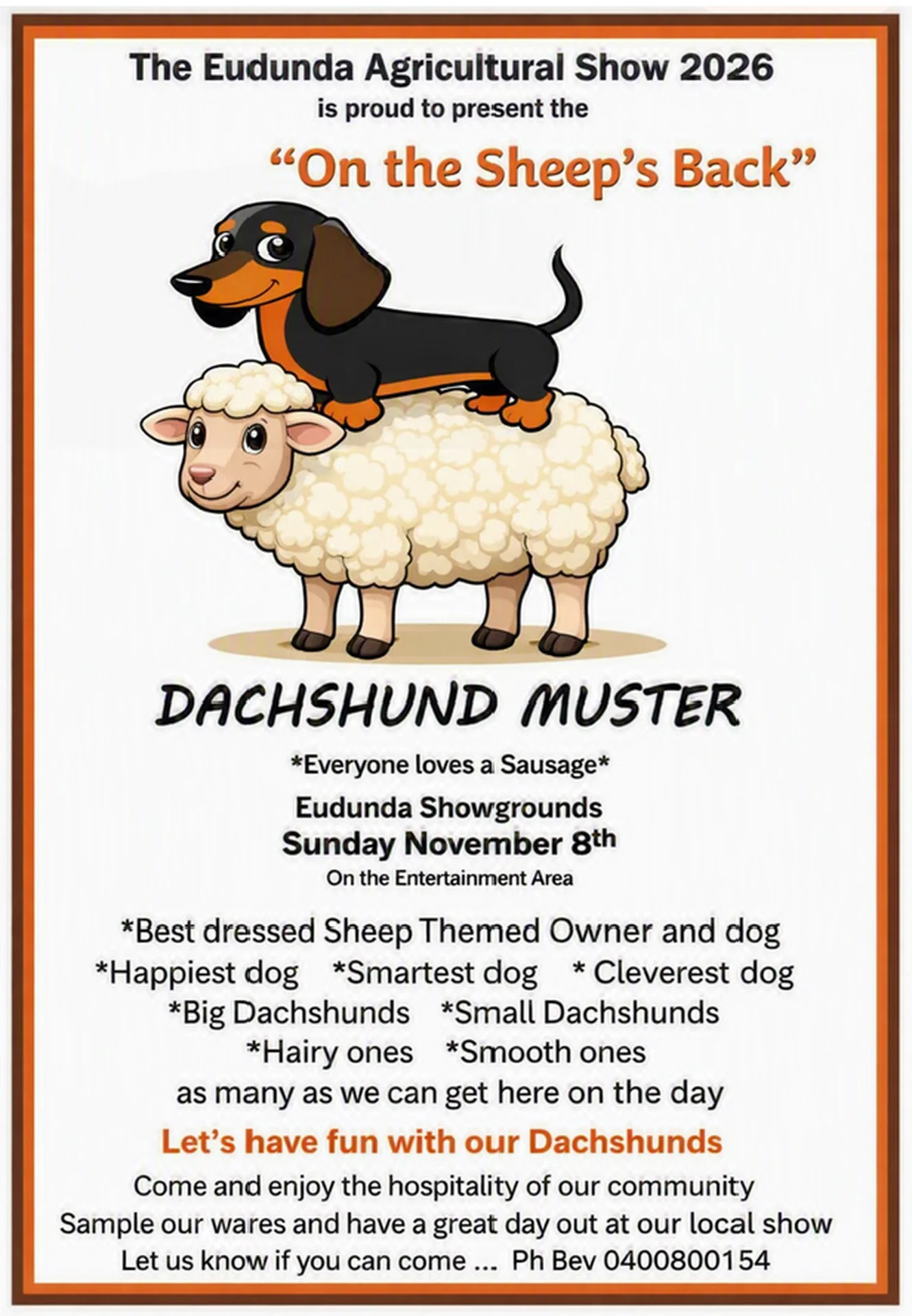 Eudunda Show 2026 - Dachshund Muster - Sausage Dog Rally