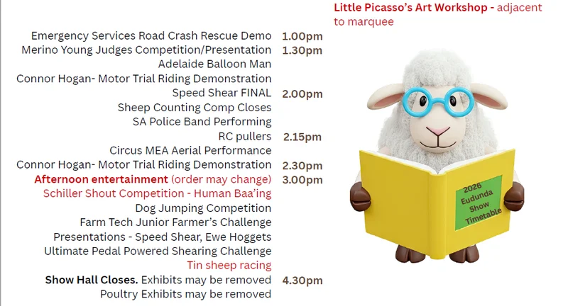 Eudunda Show 2026 - Timetable - Bottom