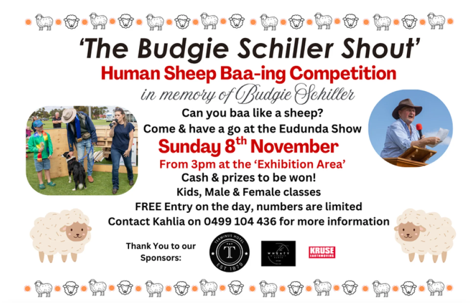 The Budgie Schiller Shout - Sheep Baa-ing Competition